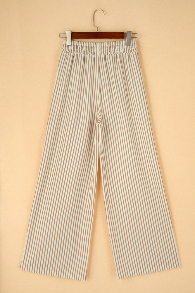 Stripe Wide Leg Adjustable Drawstring Waist Pants | S-3X