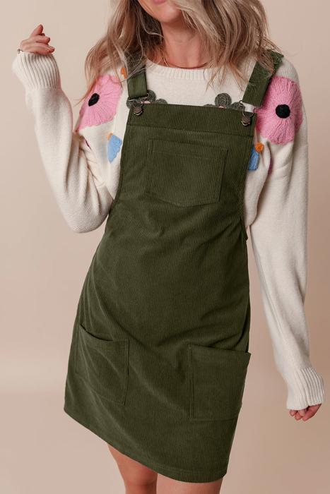MY DREAM LIFE | Front Pockets Corduroy Overall Dress