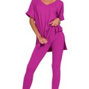 Small Lt. Plum Buttery Soft Microfiber Short Sleeve Loungewear Set | S-3X