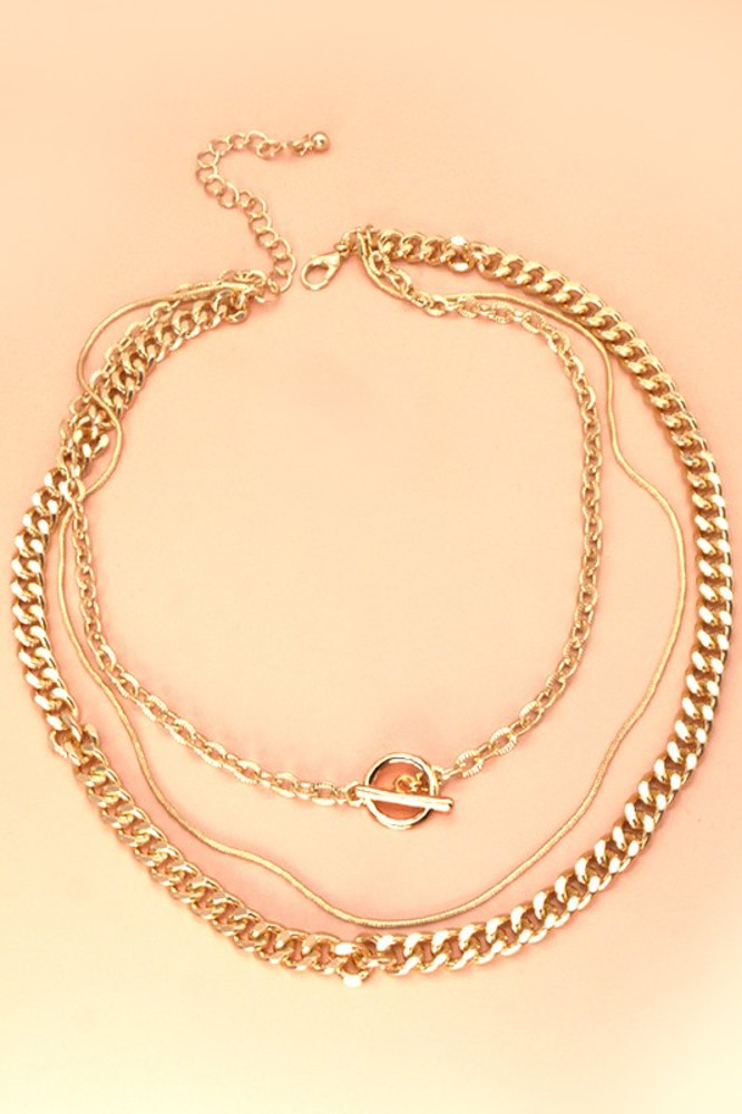 3 Row Chain Toggle Layer Necklace | Free shipping