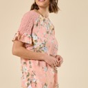  Floral Lace Ruffle Sleeve Top