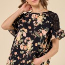  Floral Lace Ruffle Sleeve Top