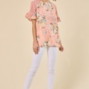  Floral Lace Ruffle Sleeve Top