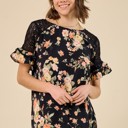  Floral Lace Ruffle Sleeve Top