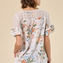  Floral Lace Ruffle Sleeve Top