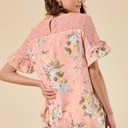  Floral Lace Ruffle Sleeve Top