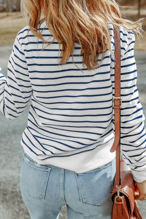 MY DREAM LIFE | Striped Ribbed Trim Long Sleeve Top
