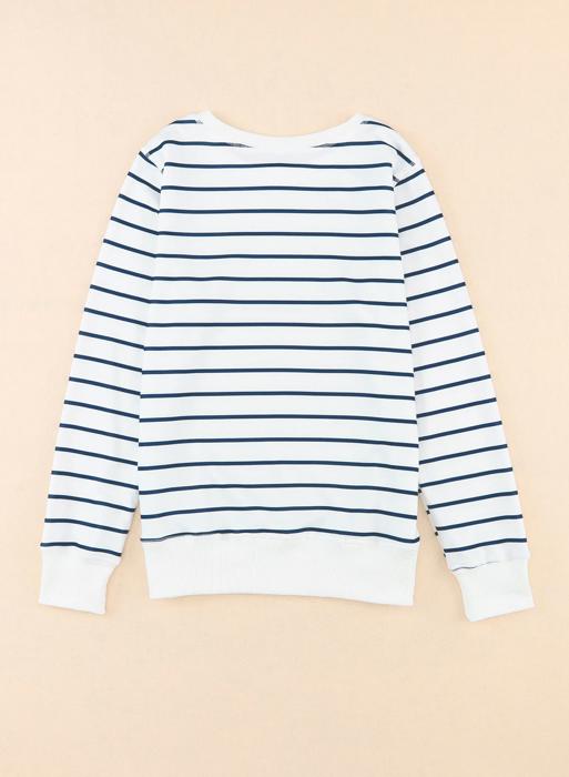 MY DREAM LIFE | Striped Ribbed Trim Long Sleeve Top