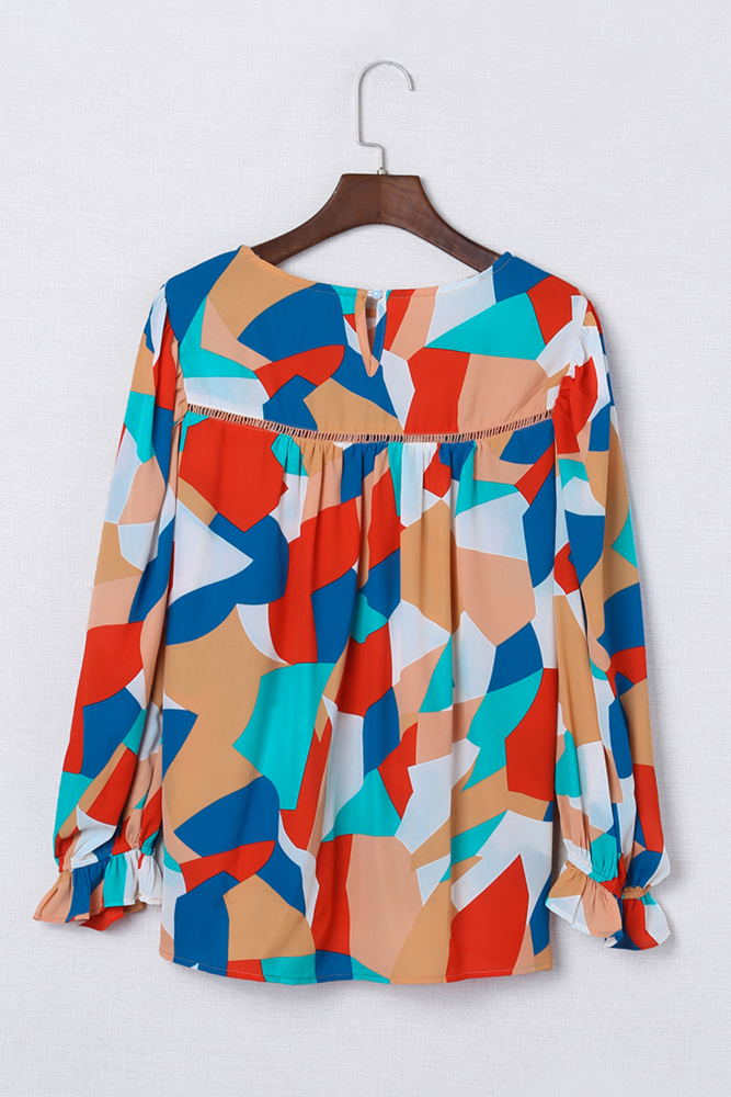 Abstract Ruffled Sleeve Blouse | Free Shipping