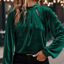 MY DREAM LIFE | Asymmetric Button Keyhole Neck Velvet Blouse | S-XL