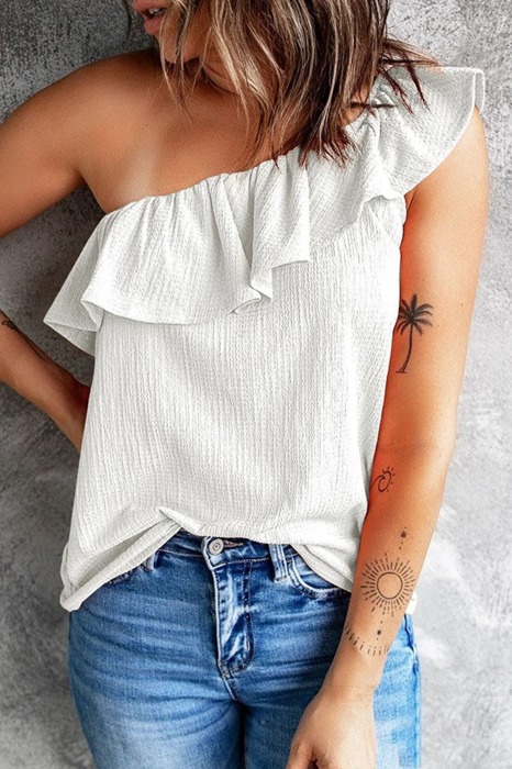 MY DREAM LIFE | One Shoulder Ruffle Tank | S-2XL