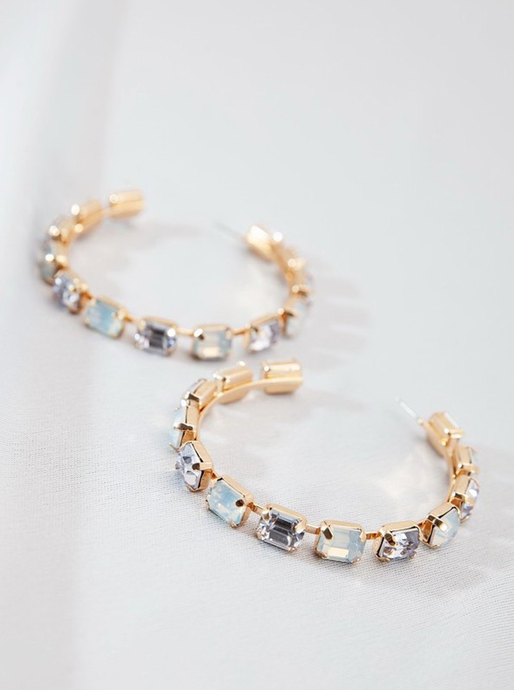 Classic Large Rhinestone Hoop Earrings | Free Shipping