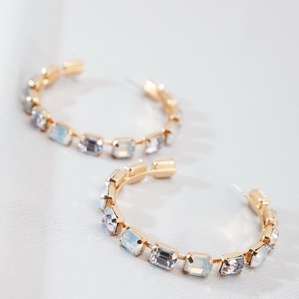 Classic Large Rhinestone Hoop Earrings | Free Shipping