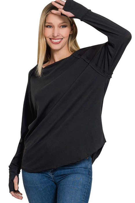COTTON Spring Raglan Sleeve Thumbhole Top | S-XL