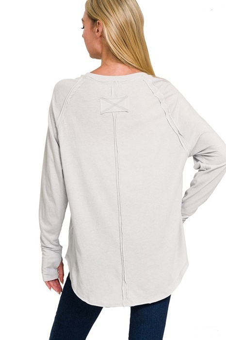 COTTON Raglan Sleeve Thumbhole Top | S-XL