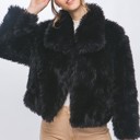 Small Black Luxe Faux Fur Coat With Pockets