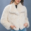 Small Ivory Luxe Faux Fur Coat With Pockets