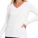  COTTON v-neck Long Sleeve Top | S-XL 