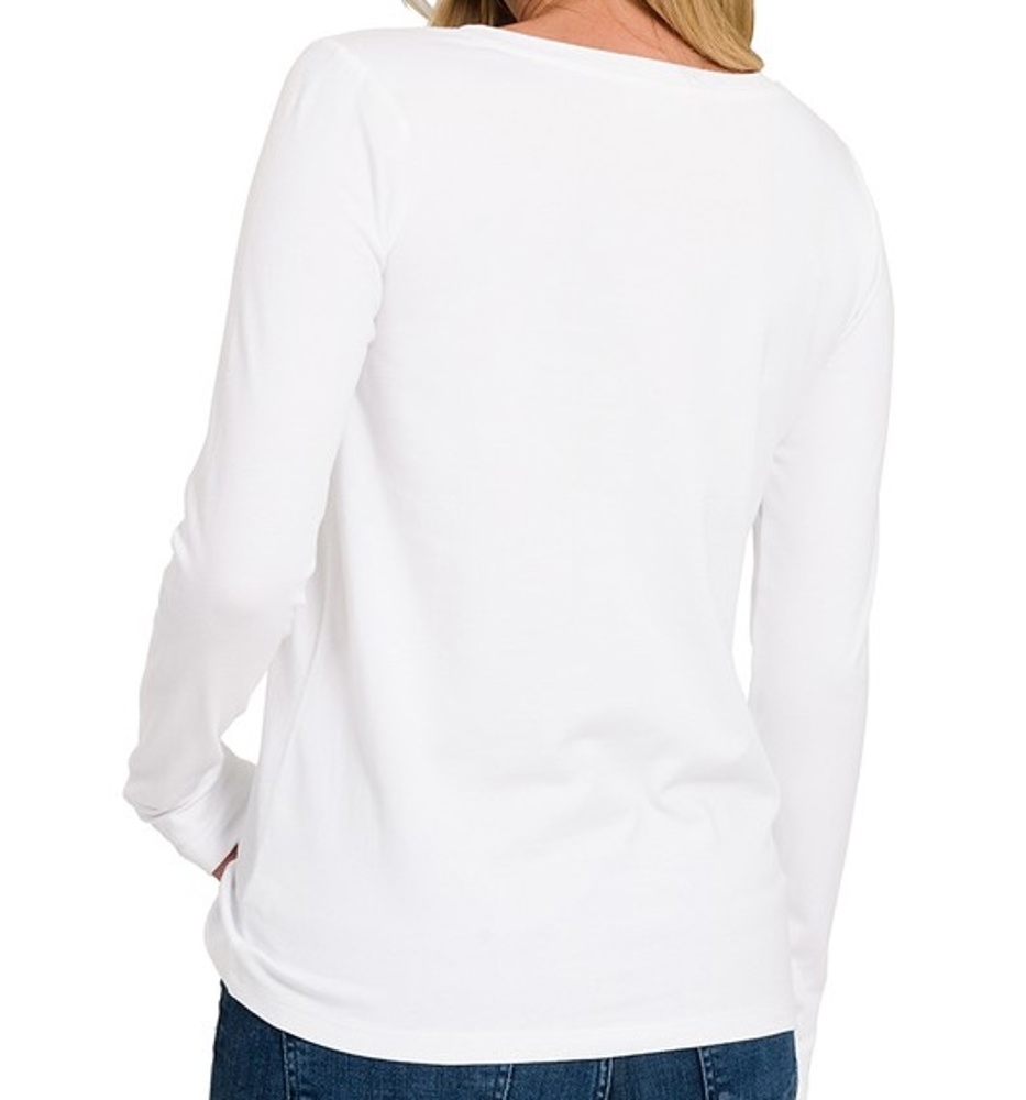 COTTON v-neck Long Sleeve Top | S-XL 