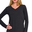  COTTON v-neck Long Sleeve Top | S-XL 