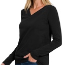  COTTON v-neck Long Sleeve Top | S-XL 