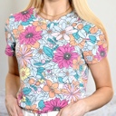  Multicolor Floral Short Sleeve Top