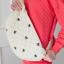 White Black Puffy Quilted Bow Cotton Shoulder Bag