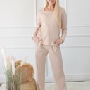  Textured Long Sleeve Tops and Pants Lounge Set | S-XXL