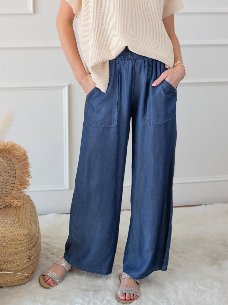 Side Pockets High Waist Wide Leg Lightweight Jeans | S-XXL