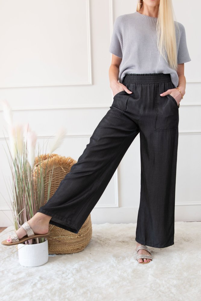 Side Pockets High Waist Wide Leg Lightweight Jeans | S-XXL