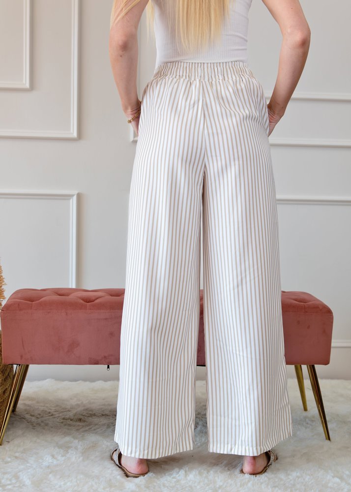 Stripe Wide Leg Adjustable Drawstring Waist Pants | S-3X