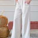  Stripe Wide Leg Adjustable Drawstring Waist Pants | S-3X