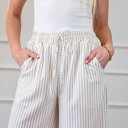  Stripe Wide Leg Adjustable Drawstring Waist Pants | S-3X