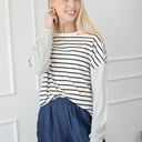  Striped Patchwork Loose Long Sleeve Tee | S-XXL | Free Shipping