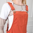  Front Pockets Corduroy Overall Dress