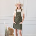  Front Pockets Corduroy Overall Dress