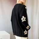  Floral Print Knitted Open Front Loose Cardigan