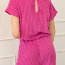  Ribbed Short Sleeve Wide Leg Jumpsuit