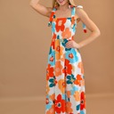  Self Tied Straps Smocked Bust Maxi Dress