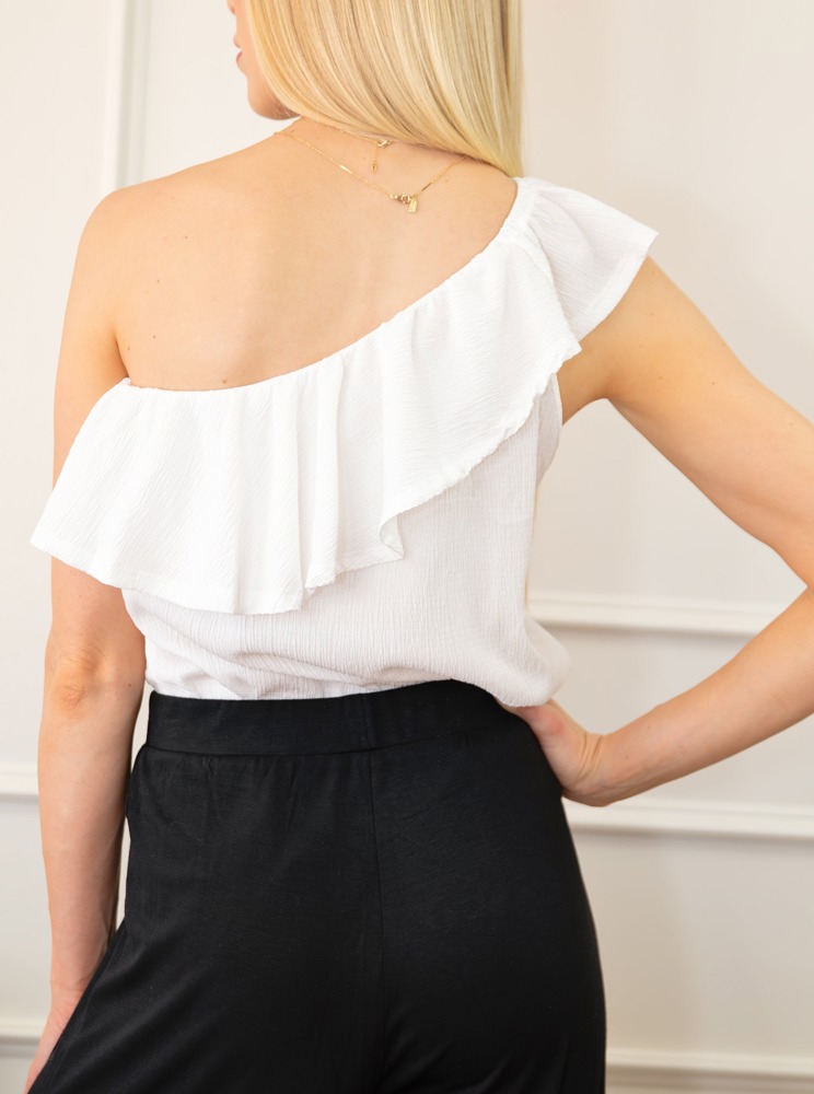 One Shoulder Ruffle Tank | Free Shipping