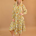  Boho Floral Collared Long Sleeve Ruffled Dress | Free Shipping