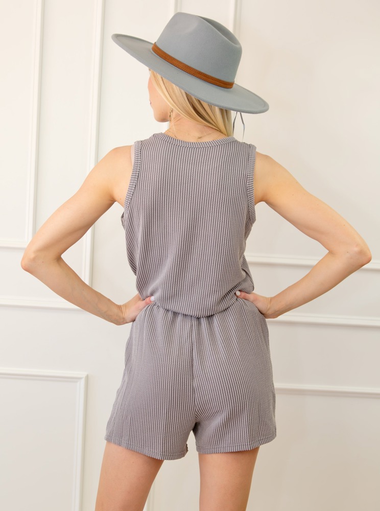 Corded Sleeveless Top and Pocketed Short Set