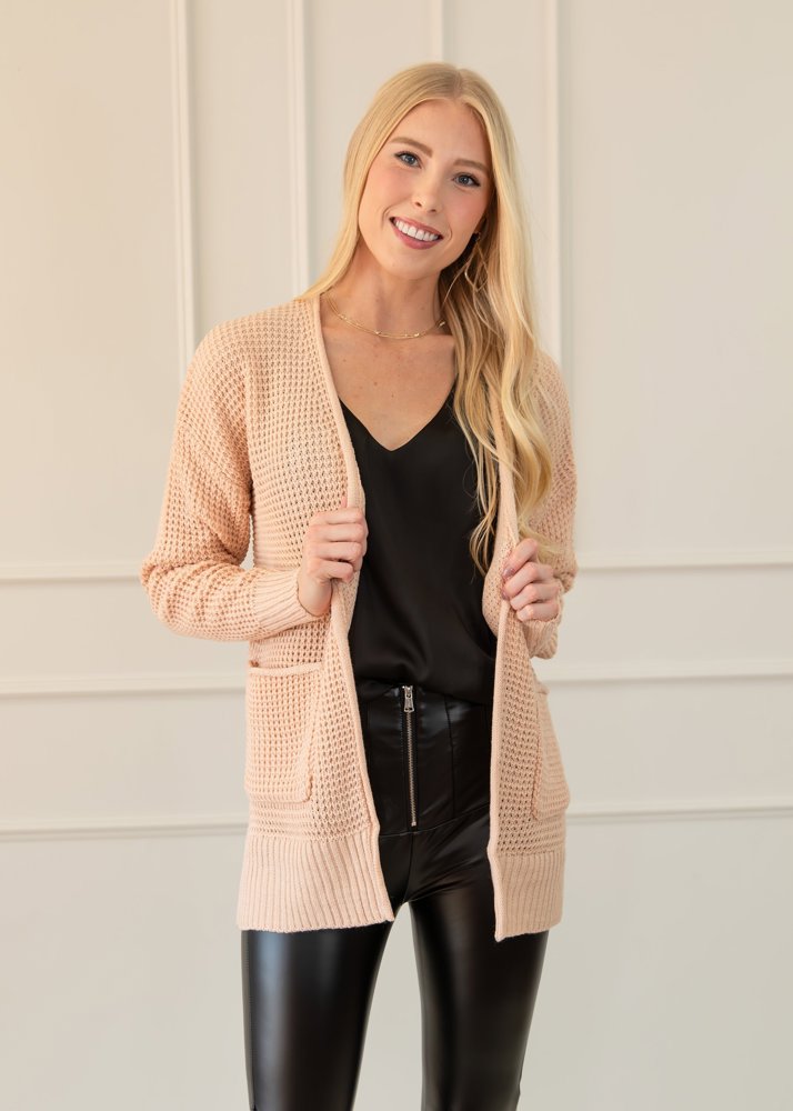 Waffle Pocket Cardigan Sweater