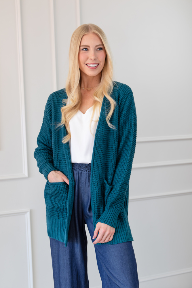 Waffle Pocket Cardigan Sweater