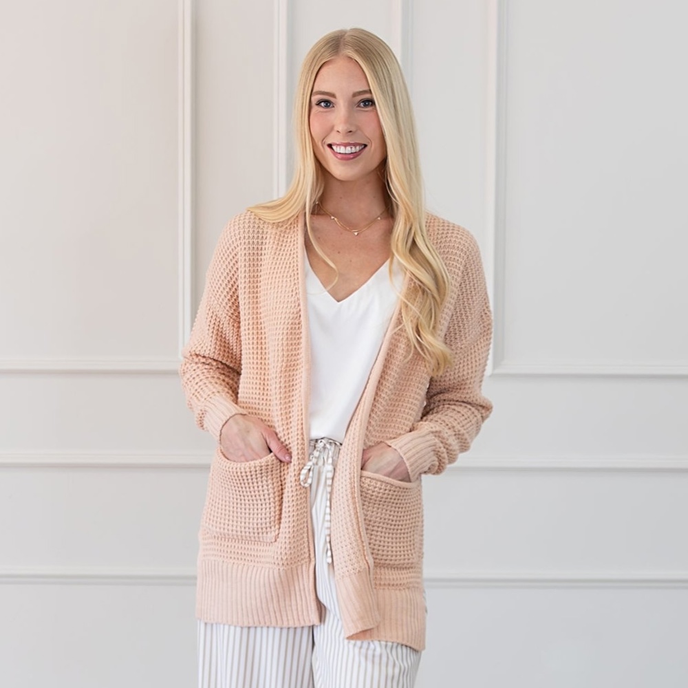 Waffle Pocket Cardigan Sweater