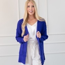 Small Bright Blue Waffle Pocket Cardigan Sweater