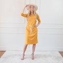 Small Mustard Easy 2 Tone Waist String Dress