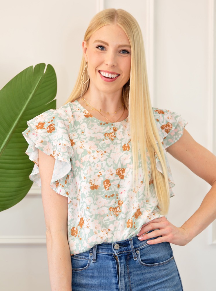 Double Ruffle Short Sleeve Top | Free Shipping