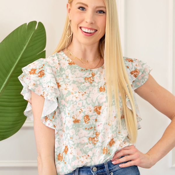 Double Ruffle Short Sleeve Top | Free Shipping