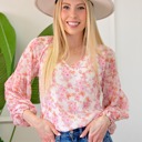  Floral Puff Sleeve Top